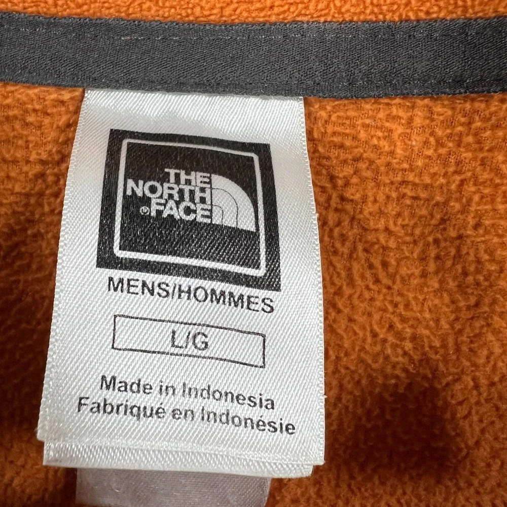 The North Face Mens Sweatshirt Large Orange Long Sleeve 1/4 Zip Mock Neck Fleece